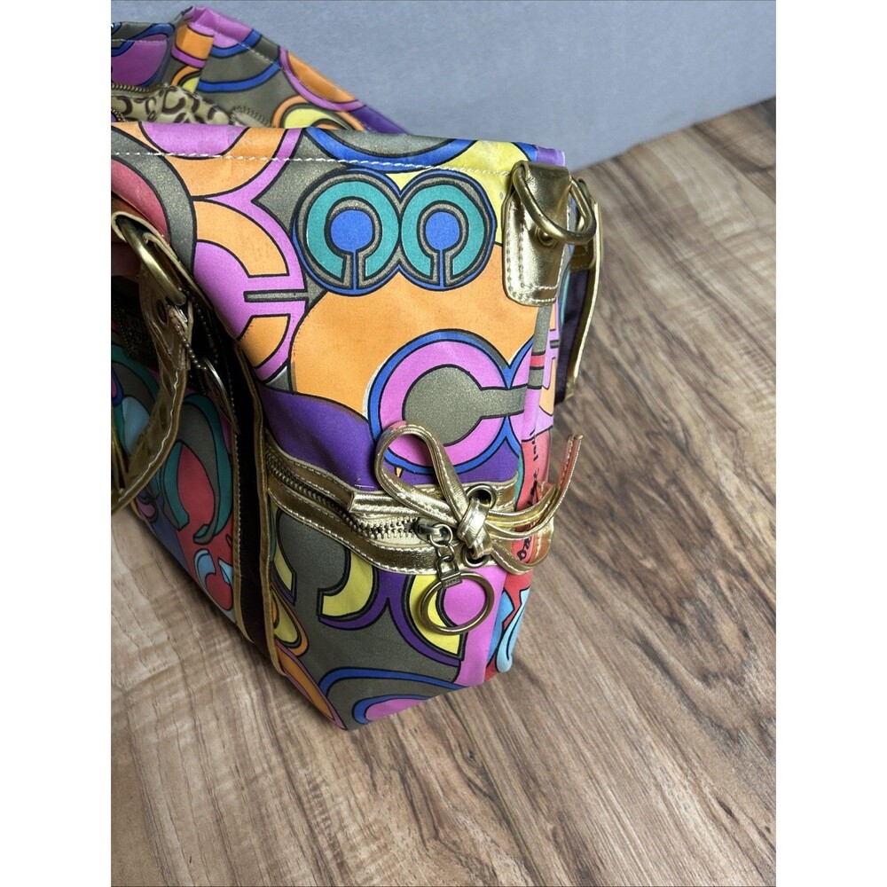 Coach Y2K Poppy Bag Multi-Colored Purse Shoulder Handbag Signature Canvas Used - Picture 7 of 9